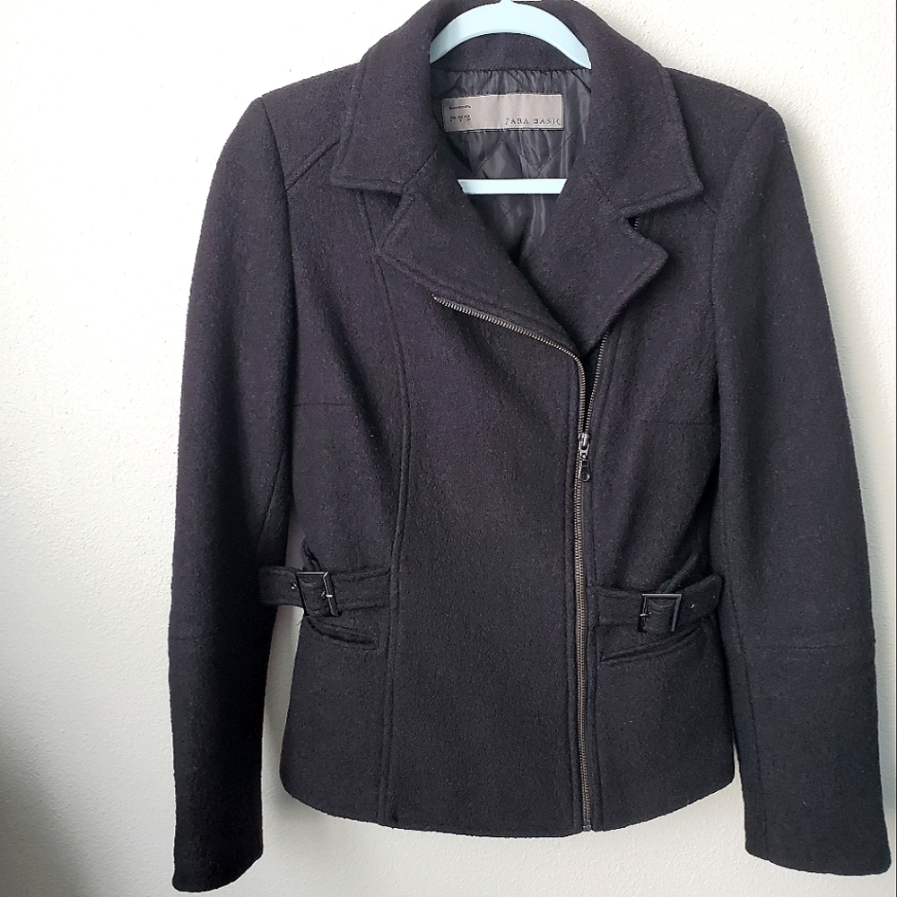 Zara Basic Wool Blend Moto Jacket - image 1
